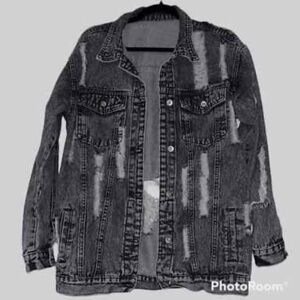 Men’s distressed black denim Jacket